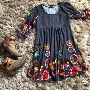 Reborn Gray Floral Mini Dress